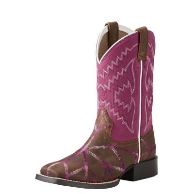 Ariat Twisted Tycoon Kahverengi / Mor Pembe Western Csizma Çocuk (26653-300)